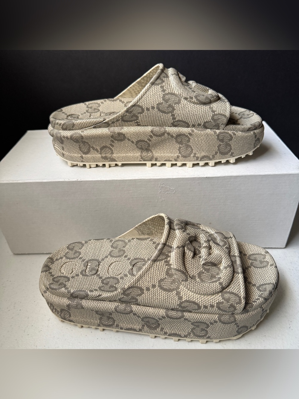 Gucci Interlocking G Monogram 725539 Slide Platform Sandal Size 36 Made in Italy